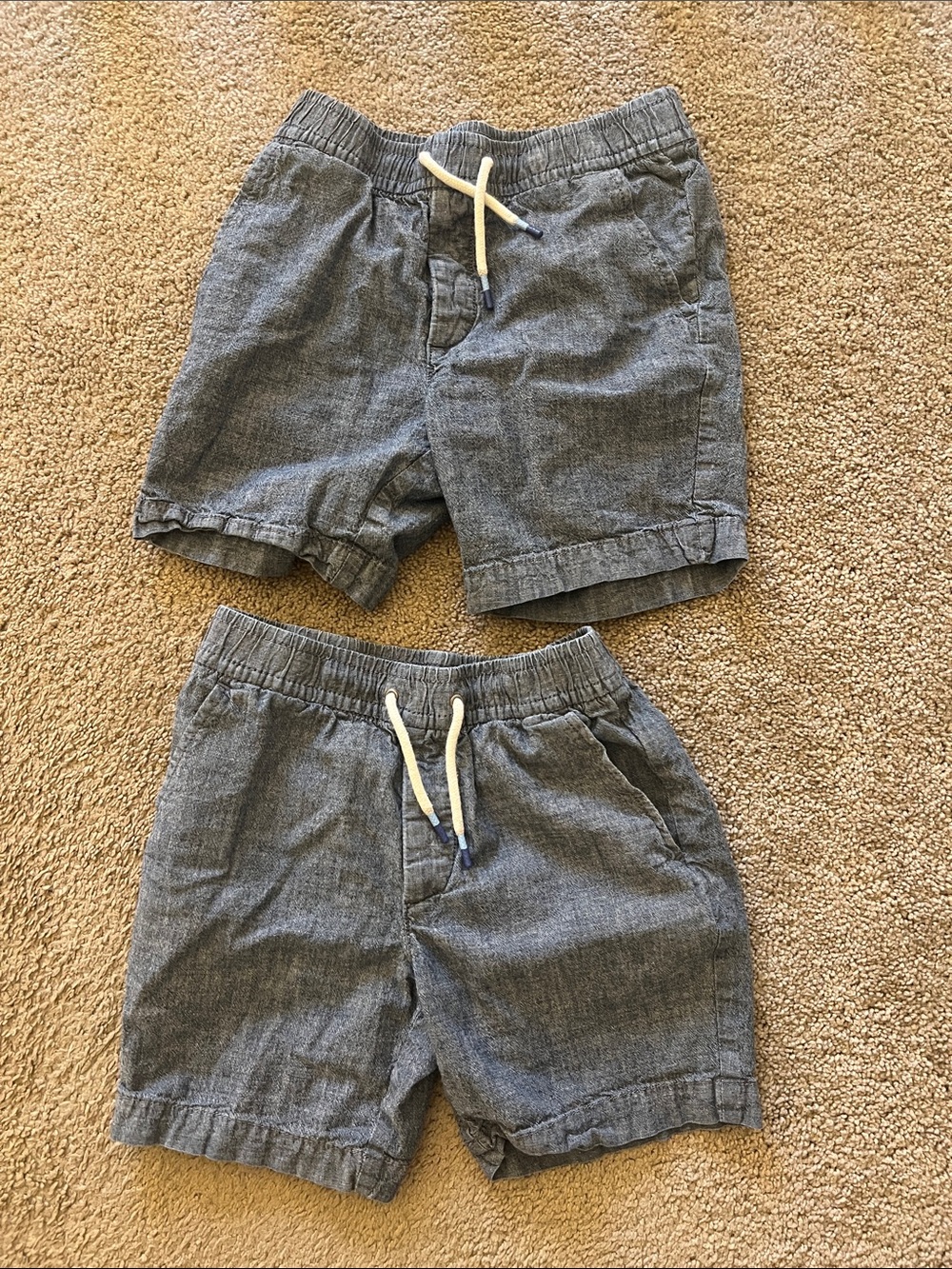 Kids Gap Chambray Pull-On Shorts with Drawstring - Blue - set of 2